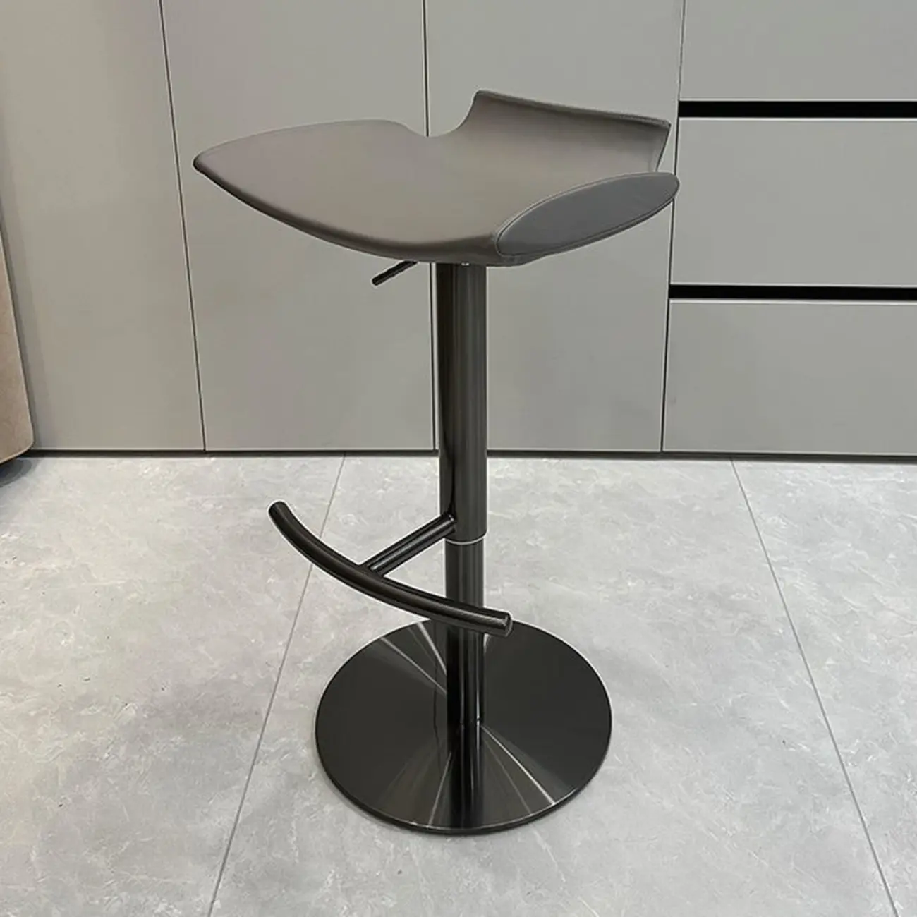 Modern Adjustable Faux Leather Swivel Bar Stools
