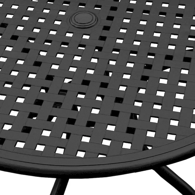 Modern Outdoor Mesh Aluminum 42-in Round Patio Dining Table - N/A