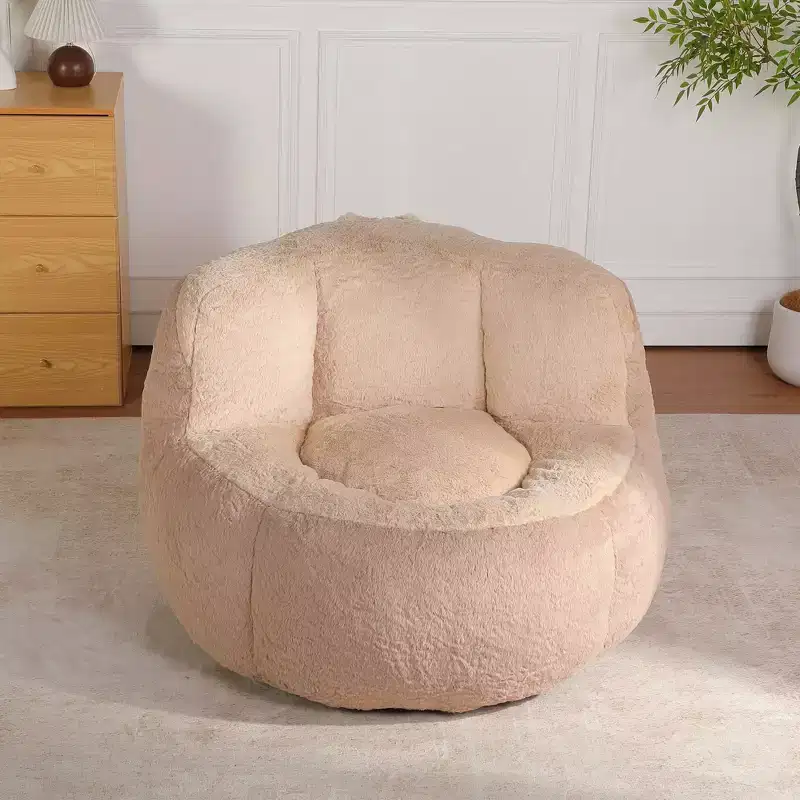 YOSIMFUR Oversized Bean Bag Chairs,Multicolor Faux Fur Couch Filled with Shredded Sponge,Large Lounger Sofa For Living Room