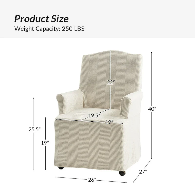 Upholstered Slipcover Arm Dining Chairs with Solid Wood Legs Set of 2