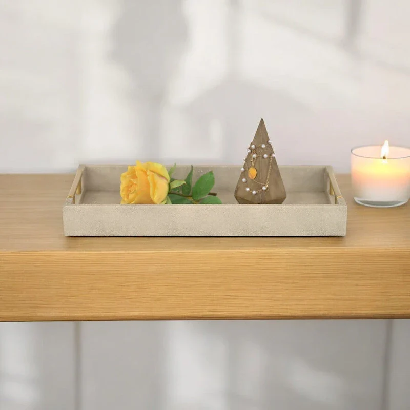 Lusan Faux Shagreen Tray with Handles