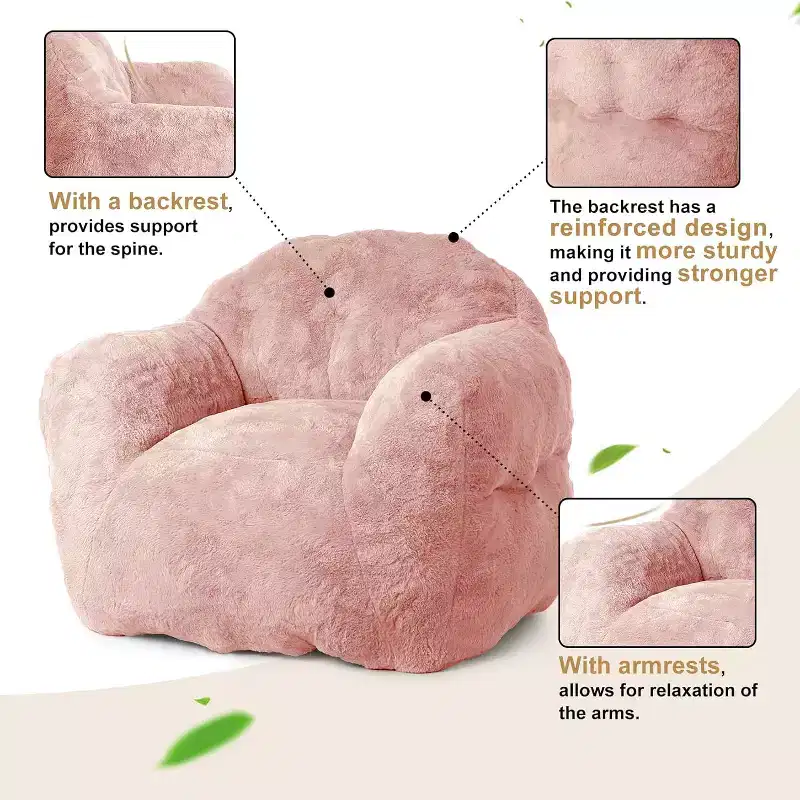 Touch Bean Bag Chair, 320GSM Polyester Accent Chair with High-Resilience Sponge Fill, Ultra Soft Lounge Chair for Living Room, Bedroom