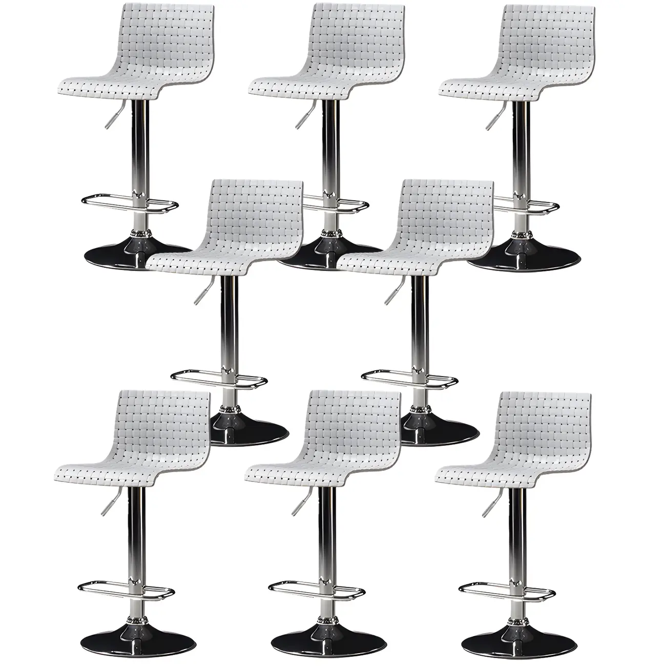 Modern Square Seat Plastic Rattan Adjustable Swivel Bar Stools