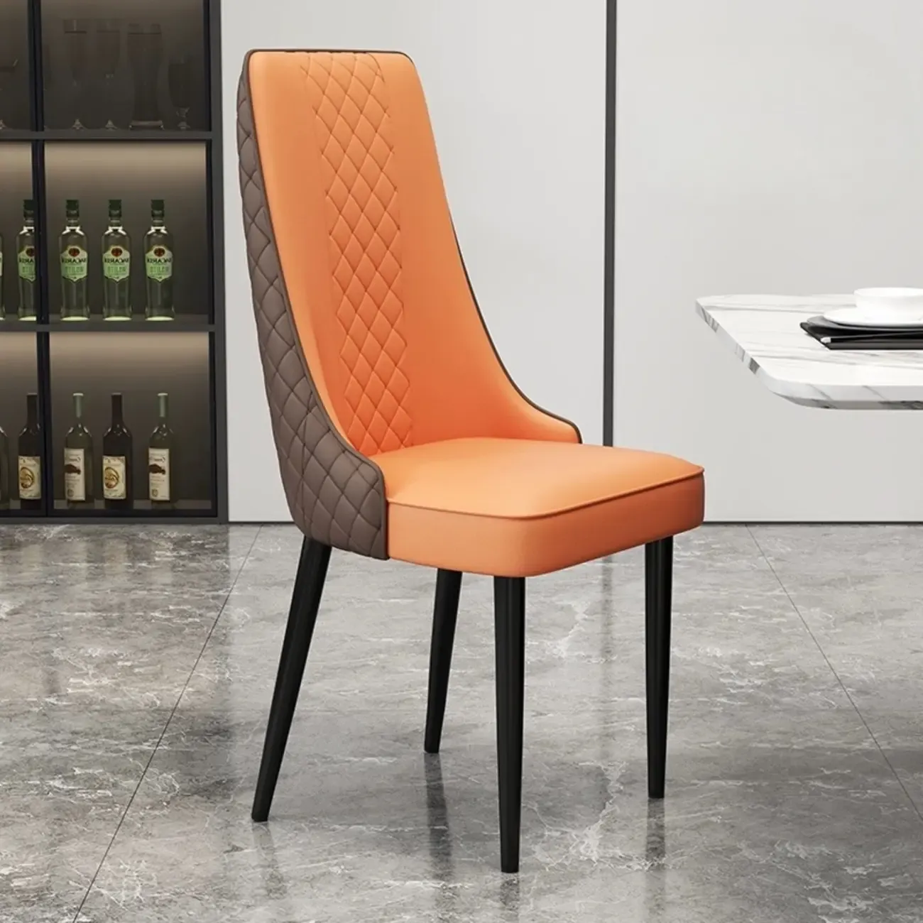 Modern Leather Full Back Upholstered Dining Chair