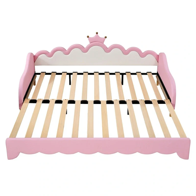 Twin Extending Daybed with LED Lights,Upholstered Princess Daybed