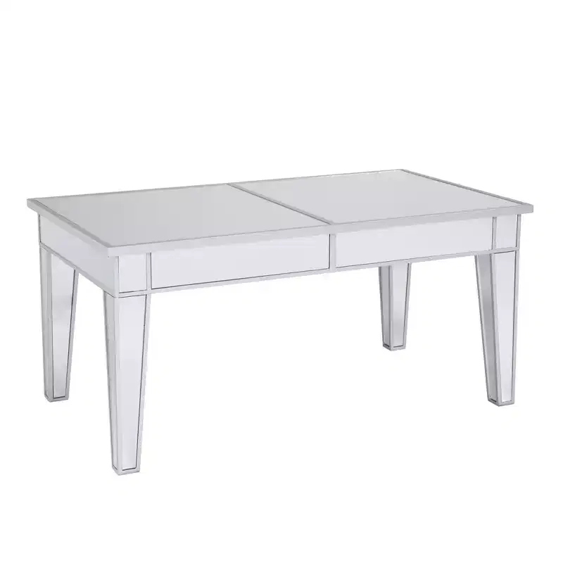 HomeRoots 42 Silver Mirrored And Metal Rectangular Mirrored Coffee Table