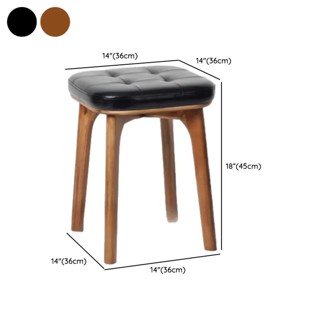 Scandinavian Wood Tufted Leatherette Bar Stools Backless