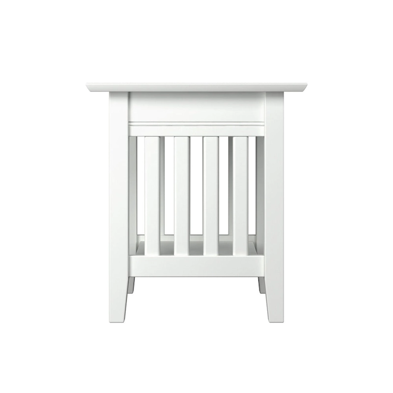 Mission End Table with Charging Station in White