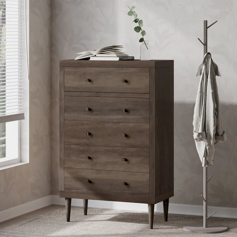 Nystrom Mid Century Modern 5 Drawer Dresser by