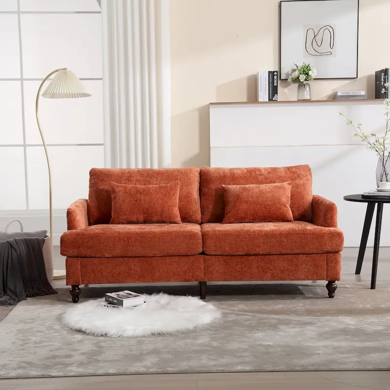 Modern Chenille Fabric Loveseat, 2-Seat Upholstered Loveseat Sofa