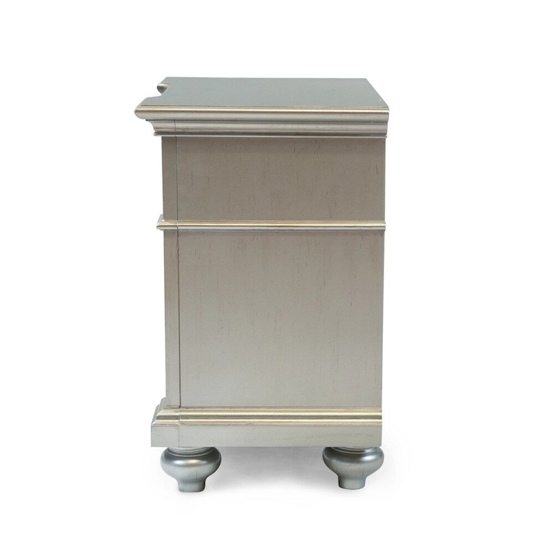 Eaen Glam Silver Wood 2-Drawer Nightstand by Furniture of America