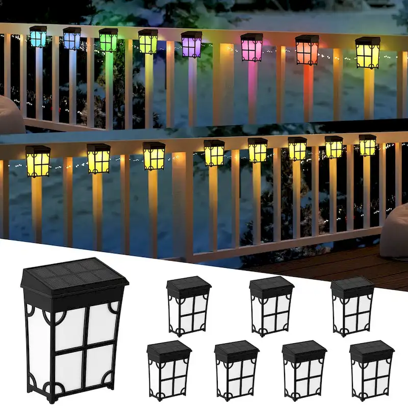 2 Modes LED Solar Fence Lights Waterproof,8 Pack