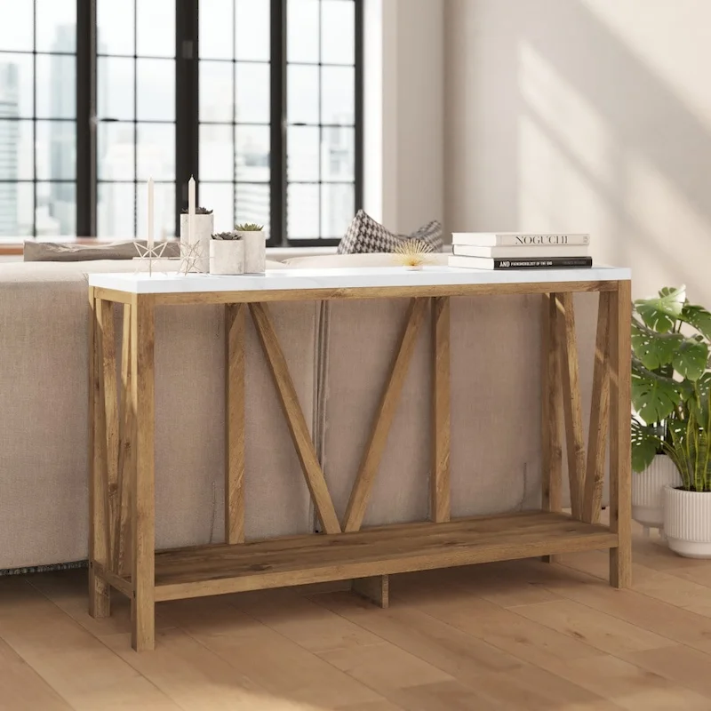 Farmhouse Style Rustic Entryway Console Table