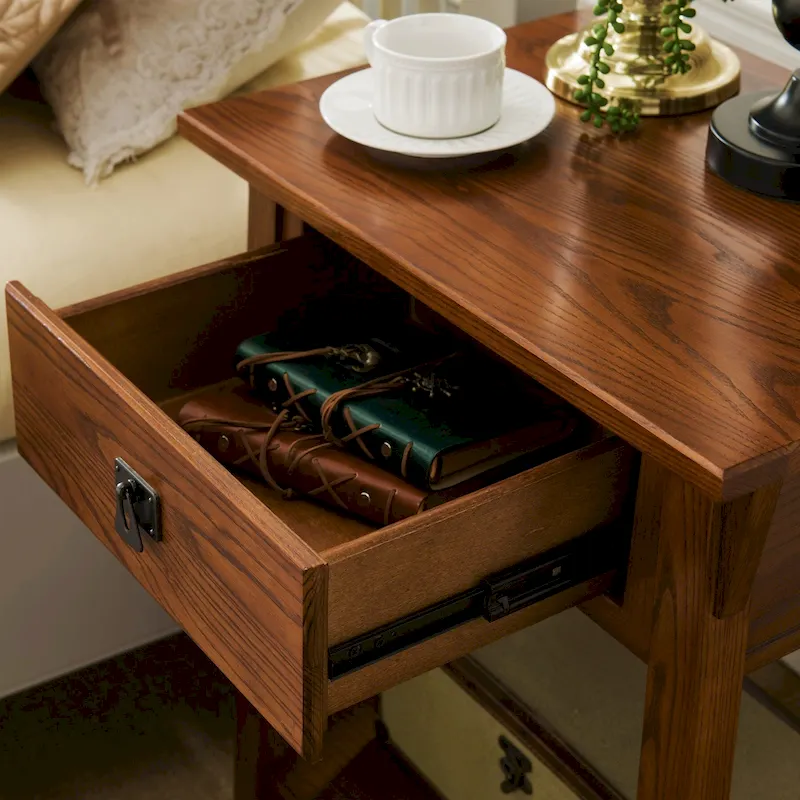Solid Wood Mission End Table with Drawer