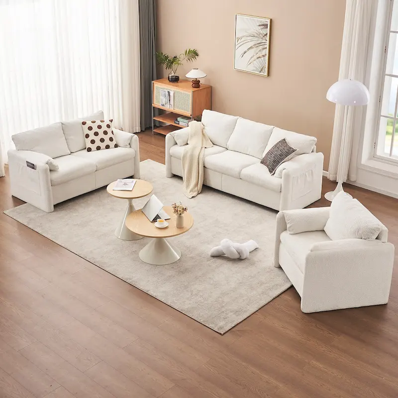 3-Seater Sofa 77 Chenille Couch - Plush Triple Seater Sofa with High-Density Foam Cushions, Deep Seat Living Room Couch