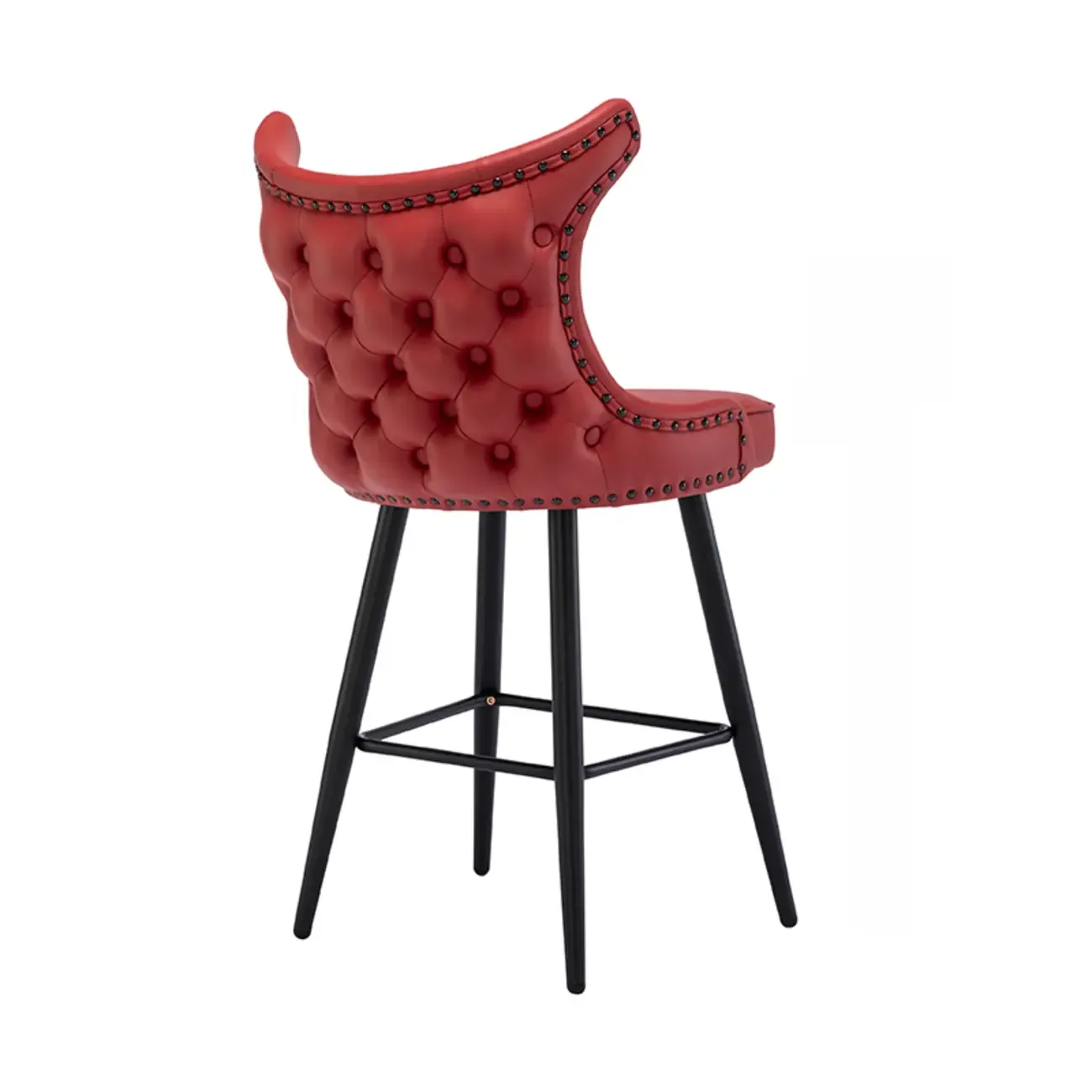 Tufted Four Legs Leather Wingback Counter Bar Stools