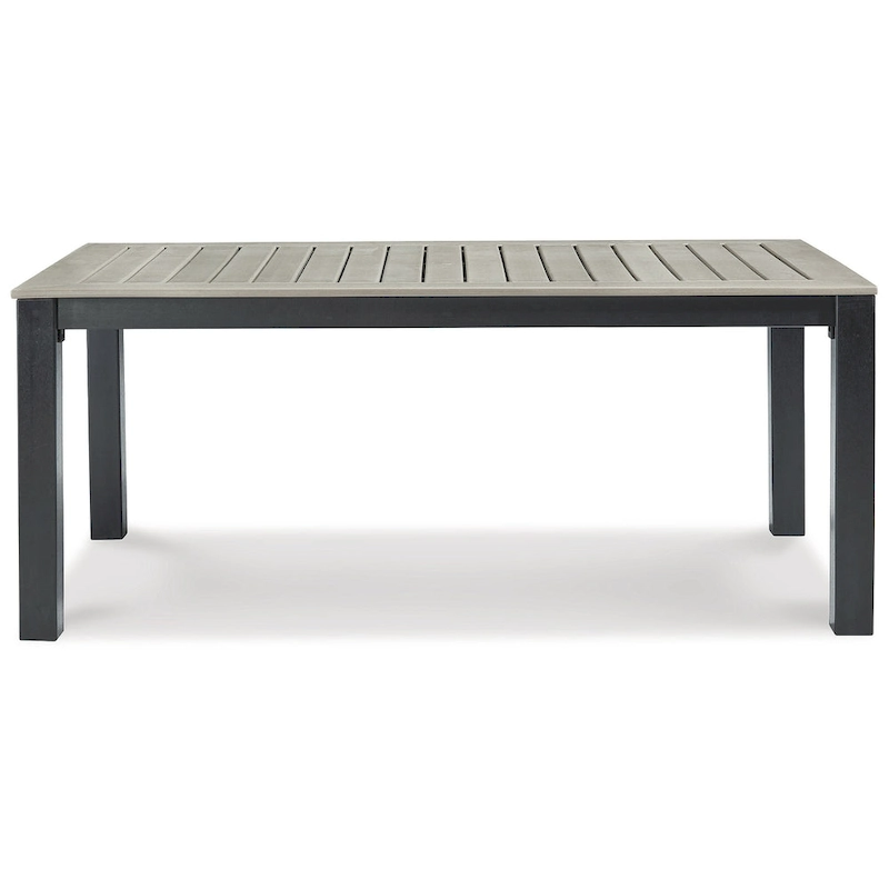 Signature Design by Ashley Mount Valley Black/Beige Outdoor Dining Table with Umbrella Option - 72W x 42D x 29H