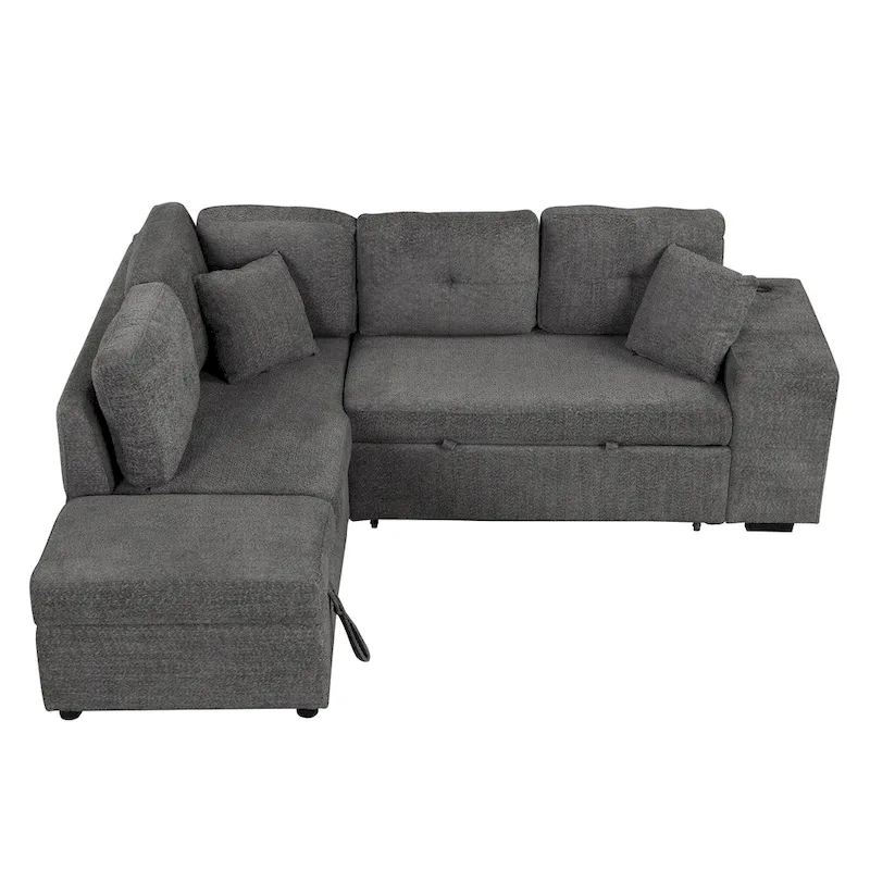 87.7 Convertible Sectional Pull Out Sofa Bed