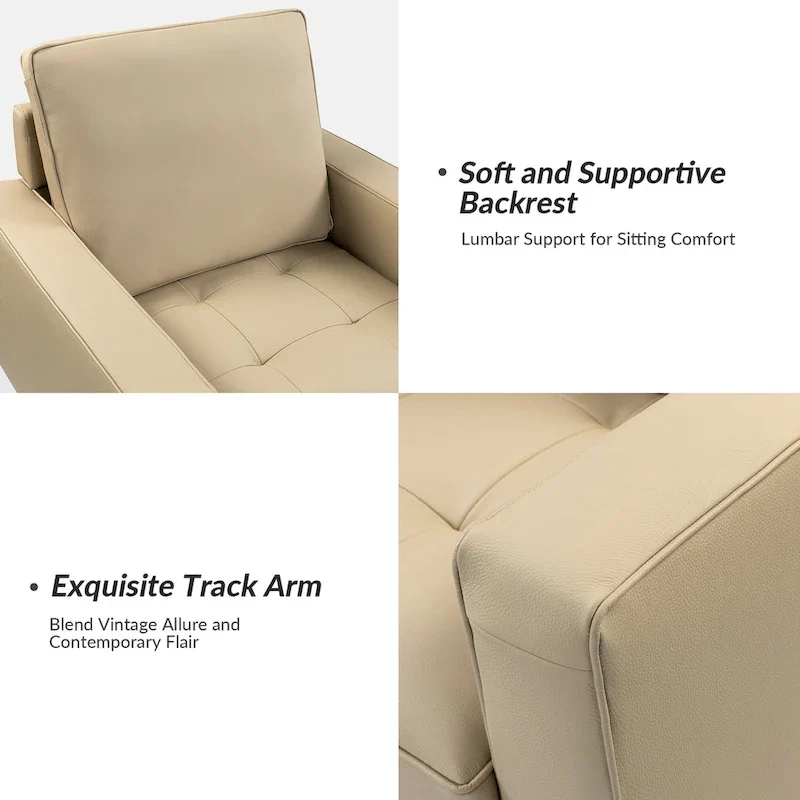 Elizabeth Mid-century Genuine Leather Arm Chair Set of 2 by HULALA HOME