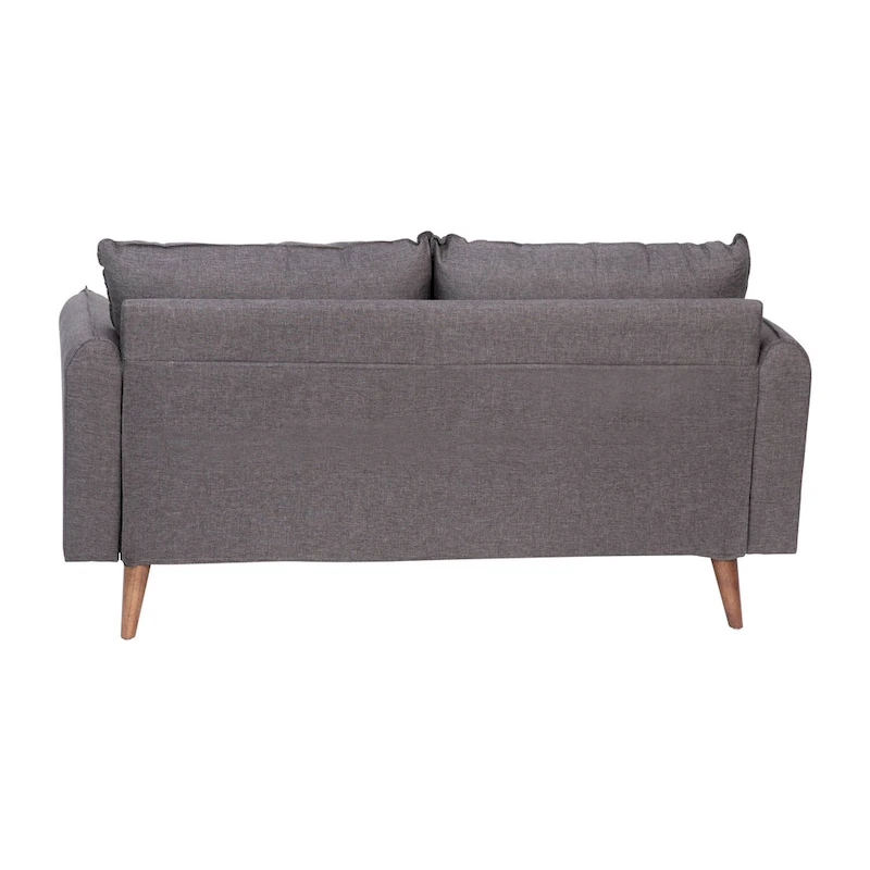 Compact Faux Linen Upholstered Loveseat with Wooden Legs