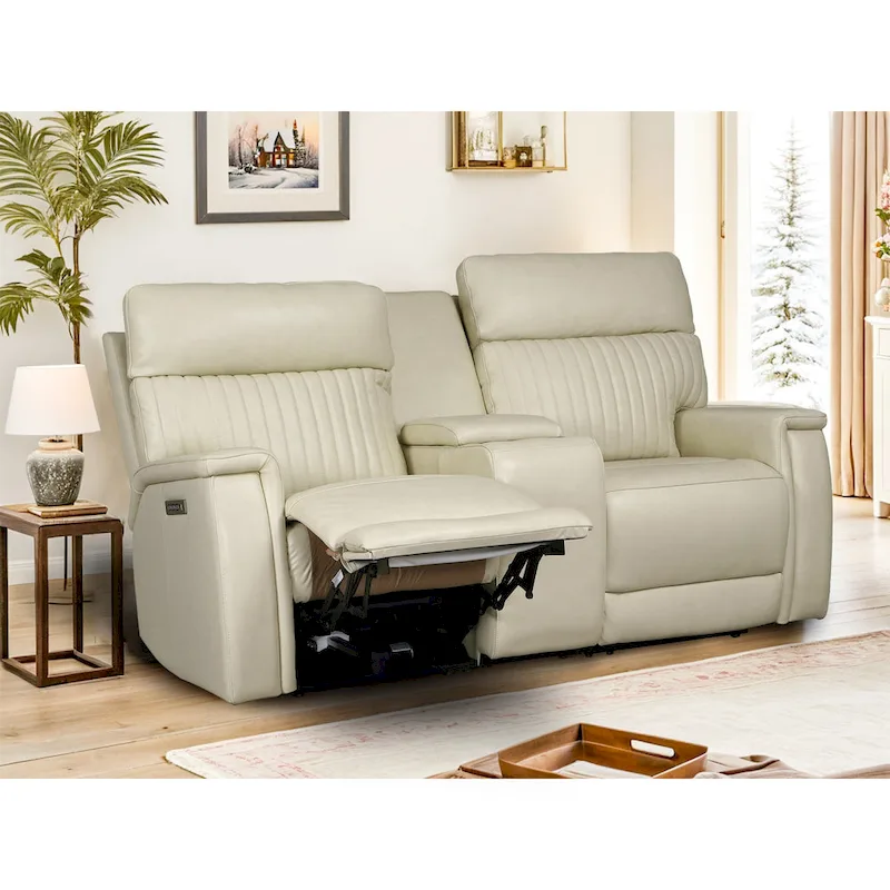 Cream / Blue / Green Power Reclining Loveseat, 2-Seat – Leather, Zero Gravity