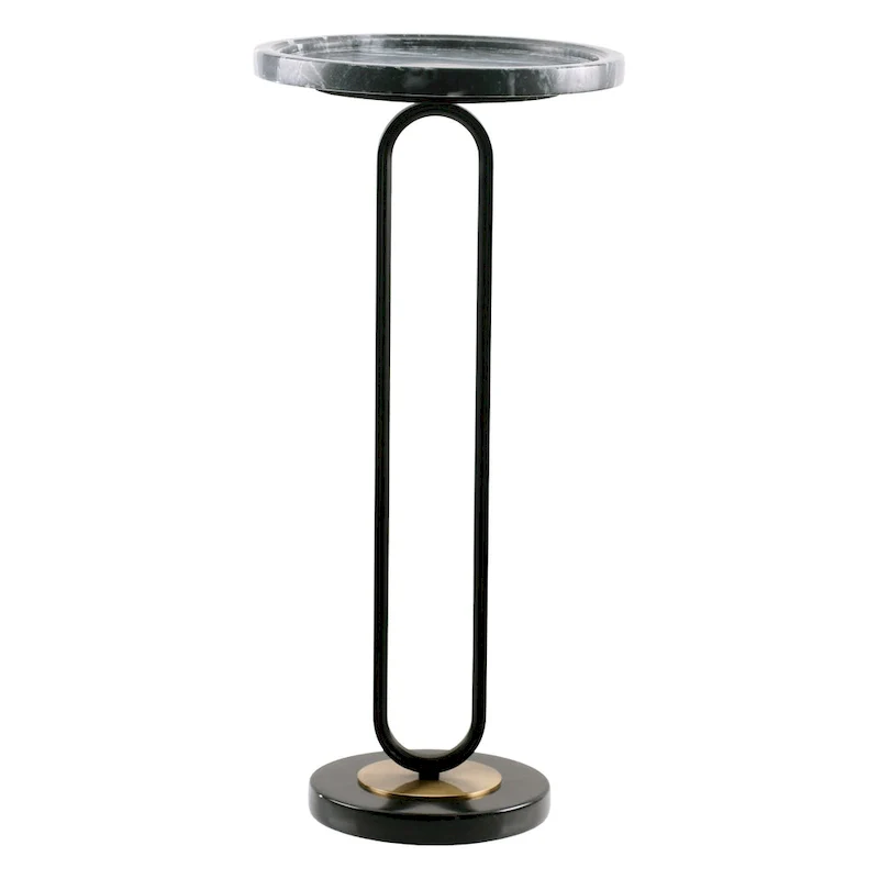 12 Grey Round Marble Metal Marble Pedestal End Table