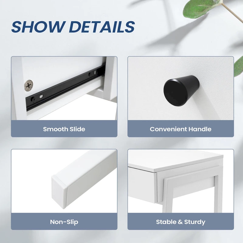 Pellebant Modern Office Computer Desk Writing Desk with 2 Drawers