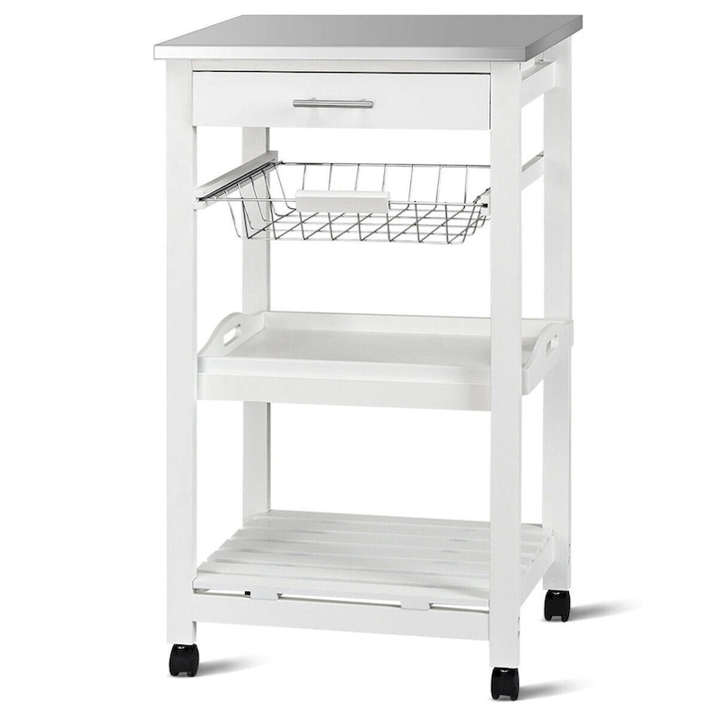 Rolling Kitchen Trolley Storage Basket And Drawers Cart - 18.5 x 14.5 x 33 ( L x W x H )