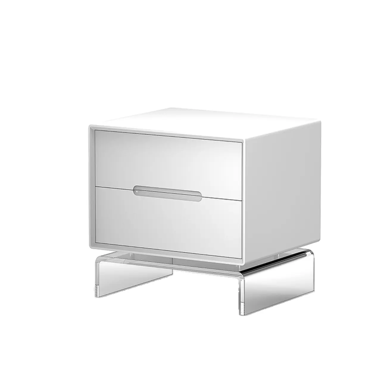 Modern Acrylic Leg Timber White Nightstand with Drawers