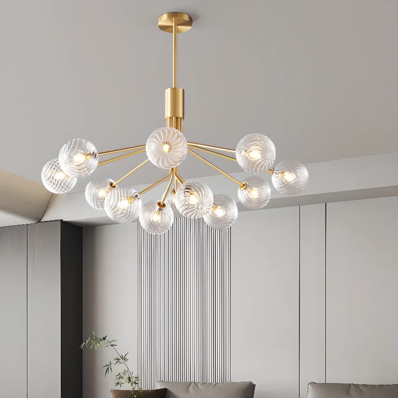 2-Tier Modern Globe Chandelier Adjustable Hanging Length