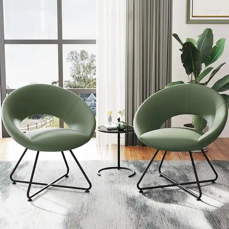 Olive Green Velvet Swivel Accent Chair