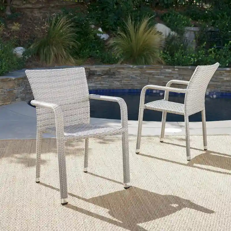 Christopher Knight Home Dover Outdoor Aluminum Wicker Stacking Dining Chair (Set of 2)