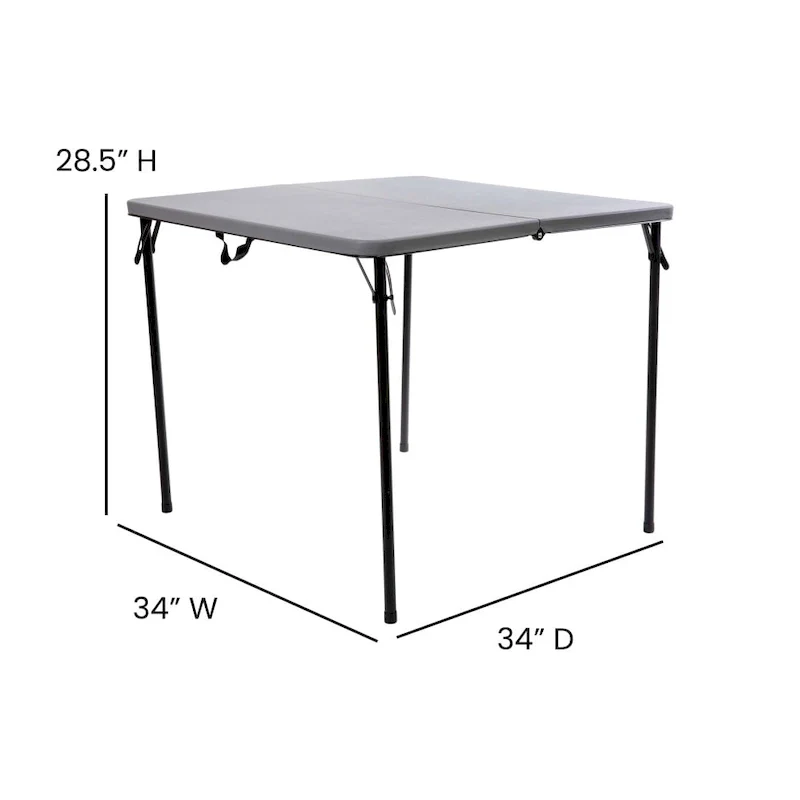 2.83-Foot Square Bi-Fold Plastic Folding Table with Carrying Handle
