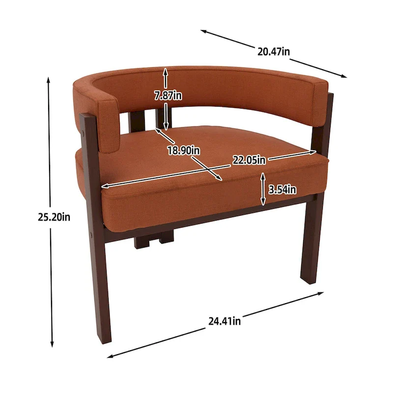 Modern Upholstered Accent Chair with Open Back, Barrel Style