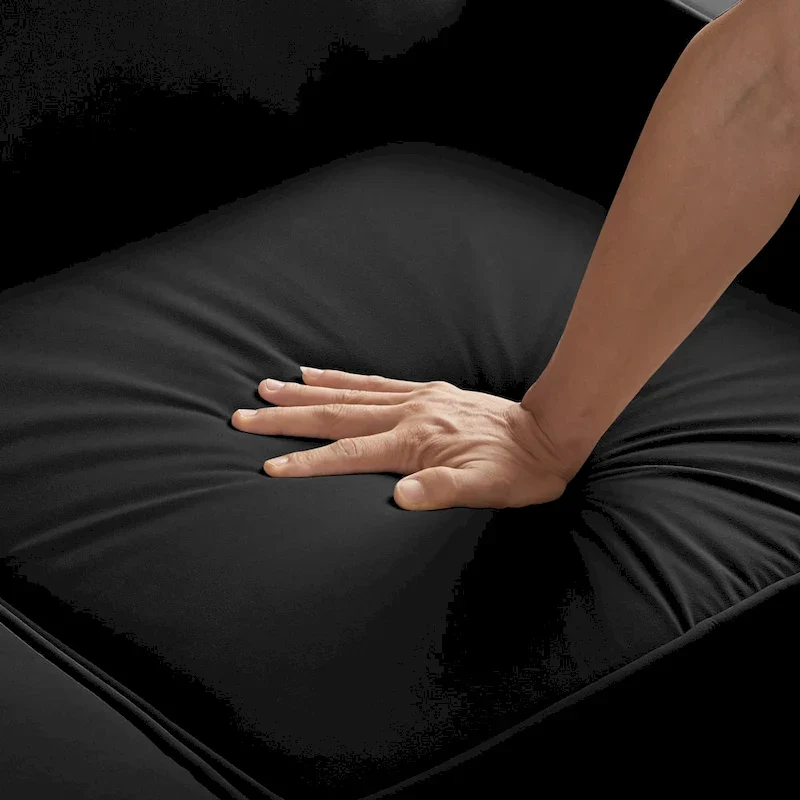 Modern 3-Seat Sofa Couch with Scooped Armrest and Wood Legs - 29.00 x 74.00 x 34.25