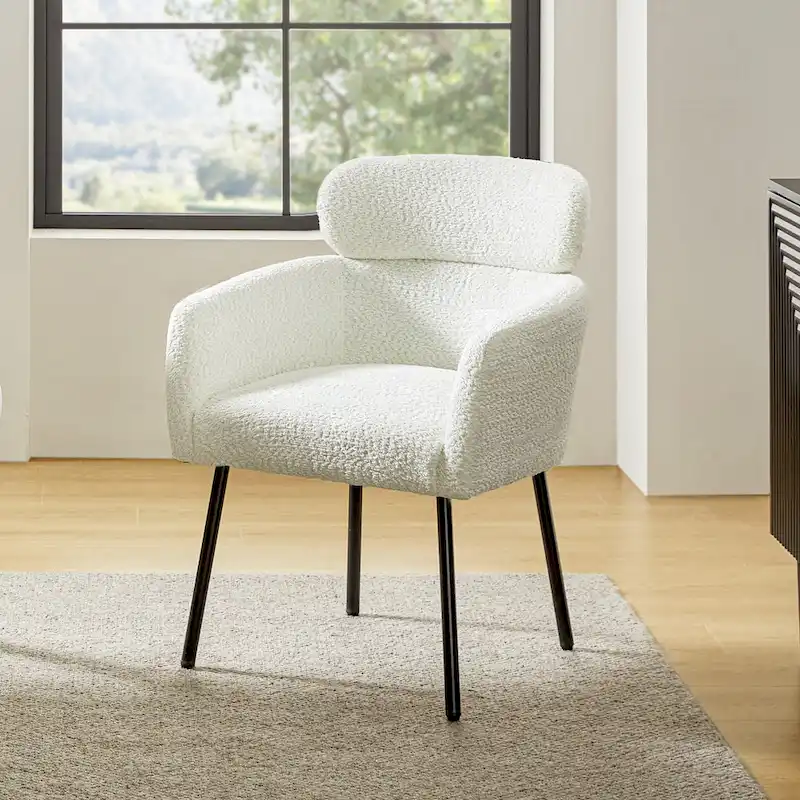 Amos Modern Boucle Dining Chair with Adjustment Feet by HULALA HOME