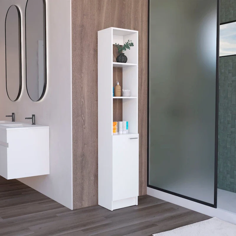 Bathroom Storage Cabinet with one Doors, Tall Bathroom Cabinet with 6 Shelves, for Bathroom, Living Room, Kitchen