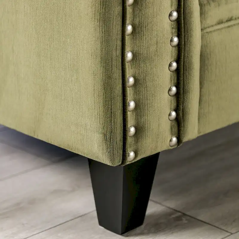 Olie Transitional Green Solid Wood Padded Loveseat by Furniture of America