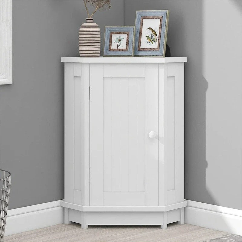 Bathroom Storage Cabinet with Adjustable Shelves,Free Standing Corner Cabinet with Single Door,Freestanding Floor Cabinet