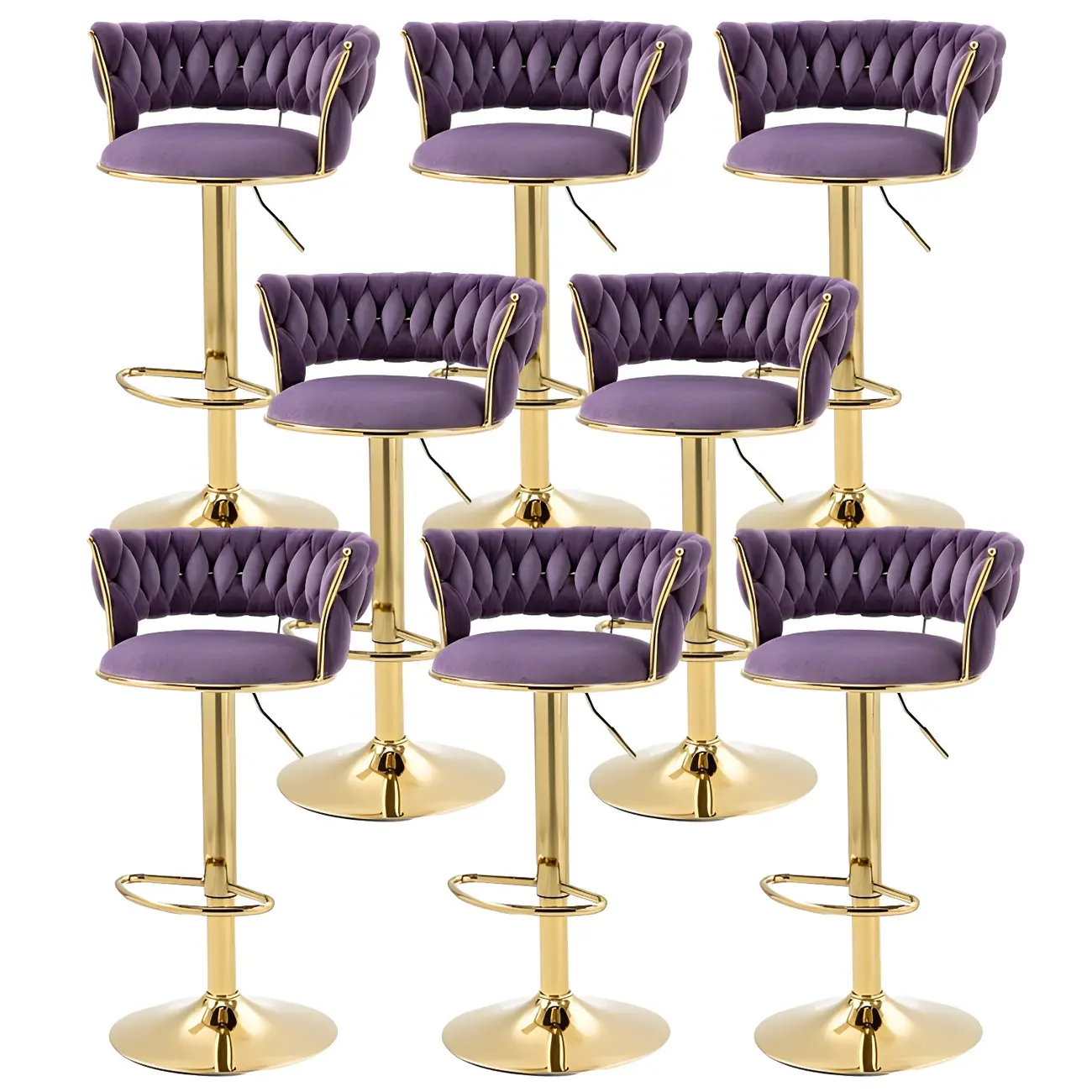 Gold Base Low Back Adjustable Swivel Bar Stool