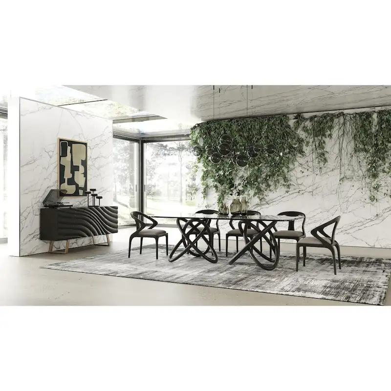 Black & Gold Buffet with Wave-Pattern Doors