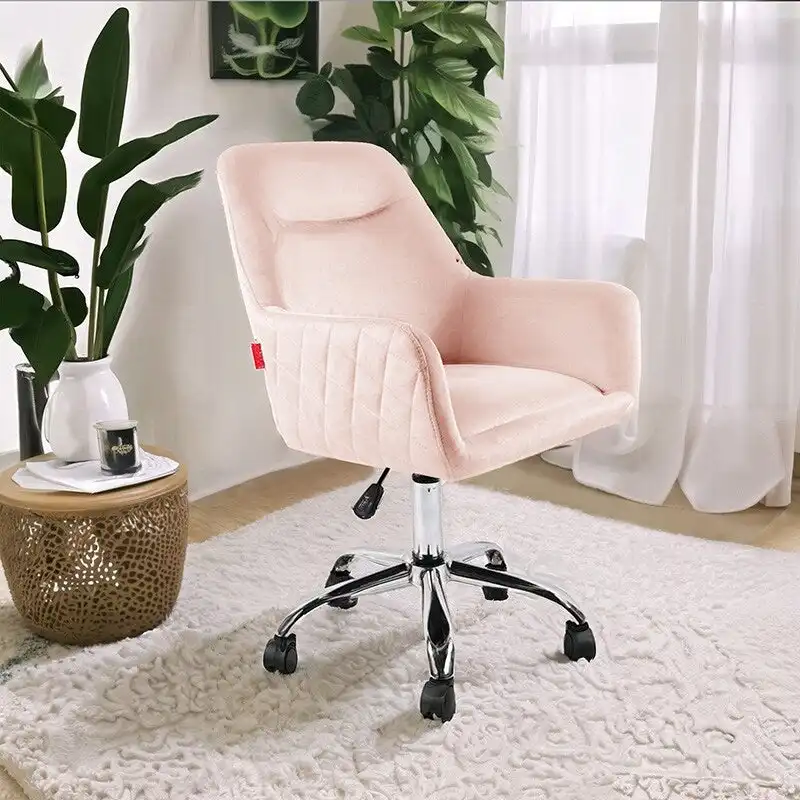 VANITII Accent Chair Swivel Vanity Chair Office Desk Chair With Wheels Modern Height Adjustable Pink/Grey/White
