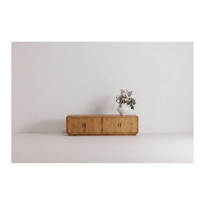Aurelle Home Modima Rustic Rounded Edge Entertainment Center