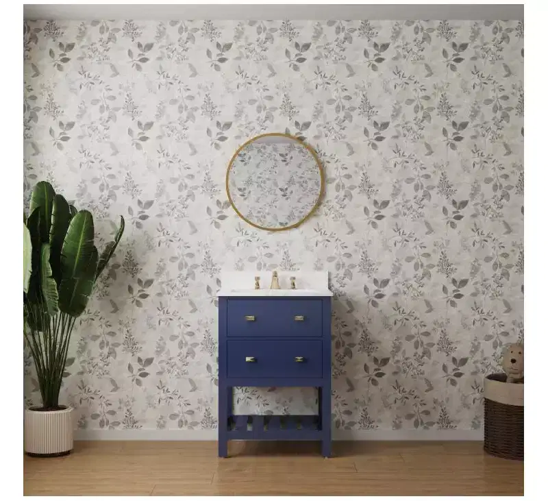 24 Fully Assembled Navy Blue Bathroom Vanity with Marble TopSink (Plywood) - Suitable for Bathroom Renovation & Home Decor