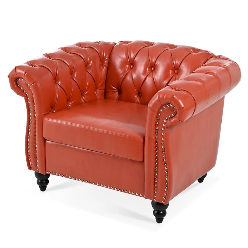 Christopher Knight Home- Winston PU Leather Chesterfield Club Chair