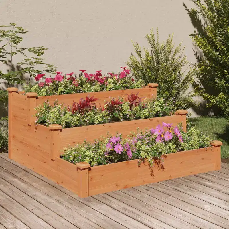 vidaXL Garden Raised Bed Strawberry Planter Vegetable Herb Bed Solid Wood Fir