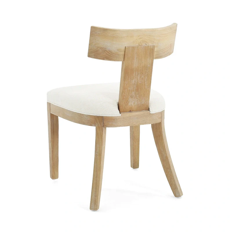 Fescue Fabric and Rubberwood Slat Back Upholstered Dining Chair