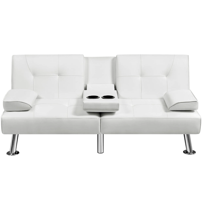 Yaheetech Faux Leather Convertible Futon Sofa Bed 3-In-1 Adjustable Futon Couch