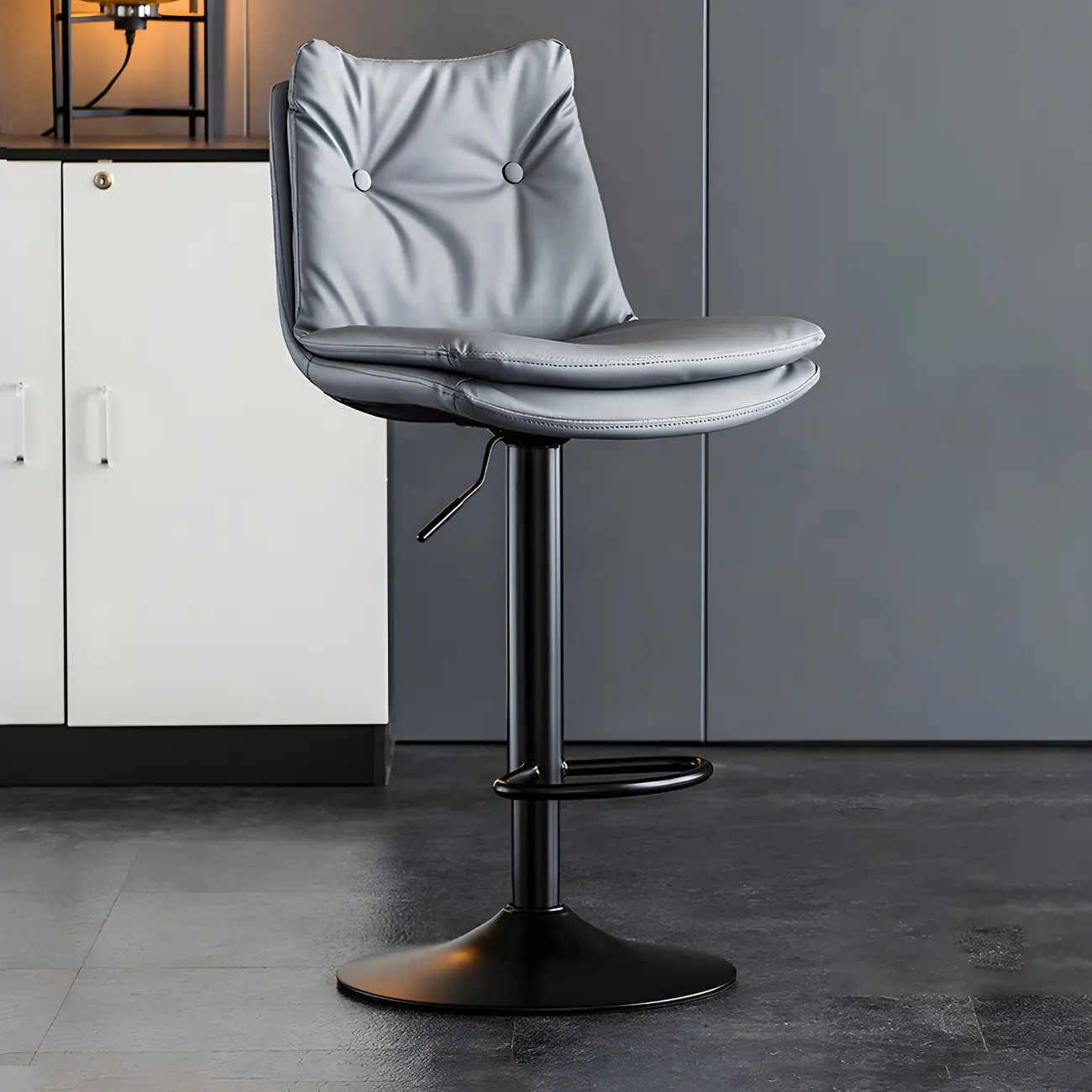 Modern Adjustable Leather Swivel Bar Stools
