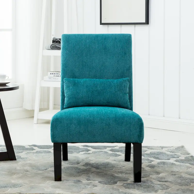 Teal Blue 31.75 High Back Polyester Accent Chair